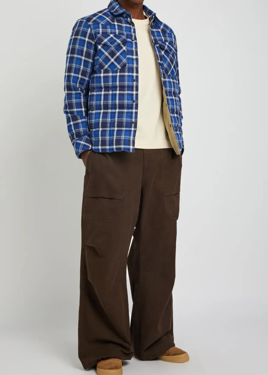 Quilted checked stretch-cotton overshirt