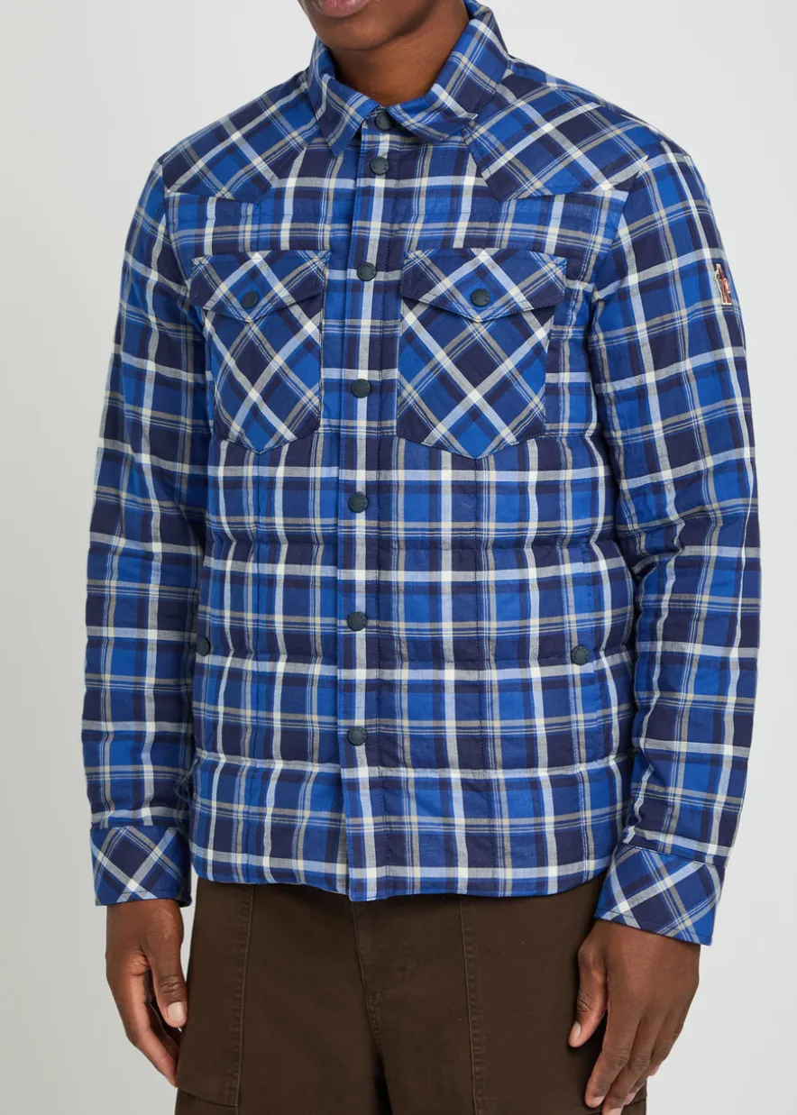 Quilted checked stretch-cotton overshirt
