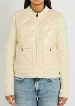 Quilted cotton and nylon cardigan