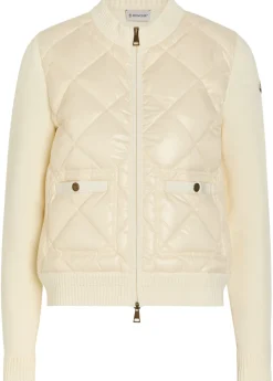 Quilted cotton and nylon cardigan
