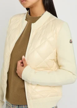 Quilted cotton and nylon cardigan