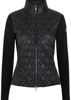 Quilted cotton and nylon cardigan