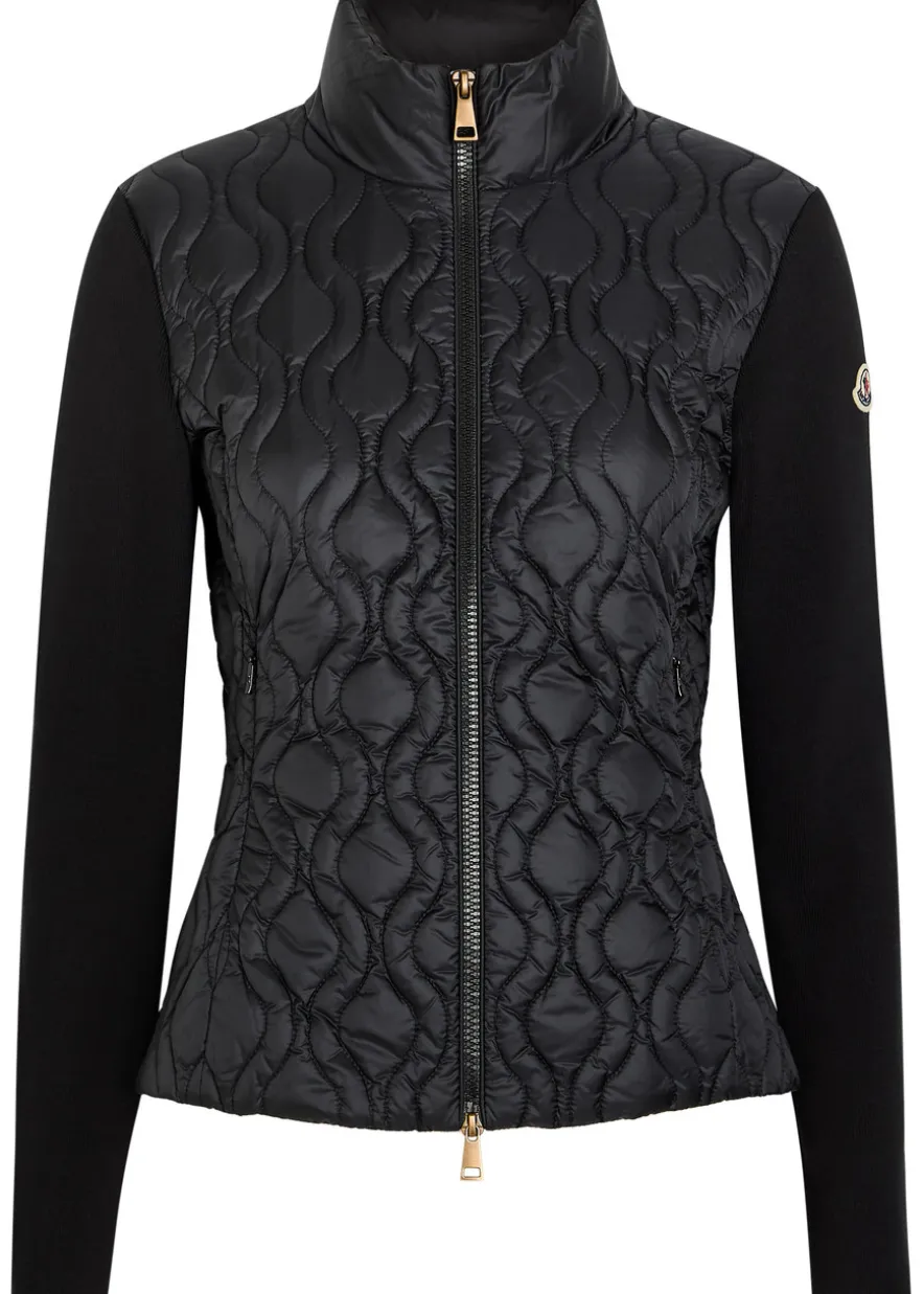Quilted cotton and nylon cardigan