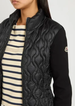 Quilted cotton and nylon cardigan