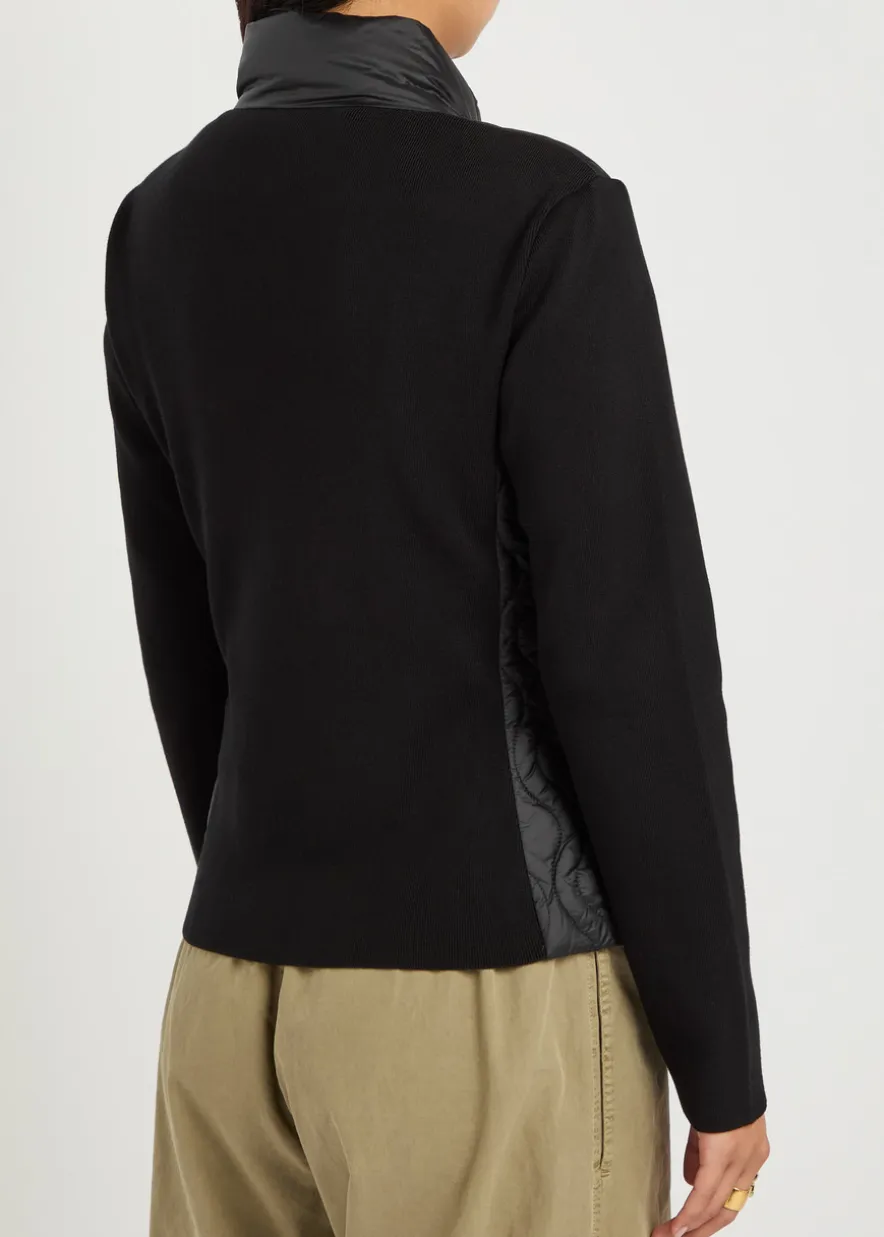 Quilted cotton and nylon cardigan