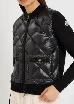 Quilted cotton and nylon cardigan