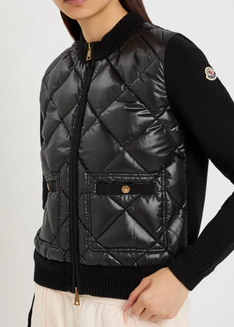 Quilted cotton and nylon cardigan