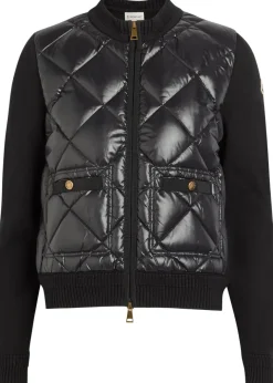 Quilted cotton and nylon cardigan