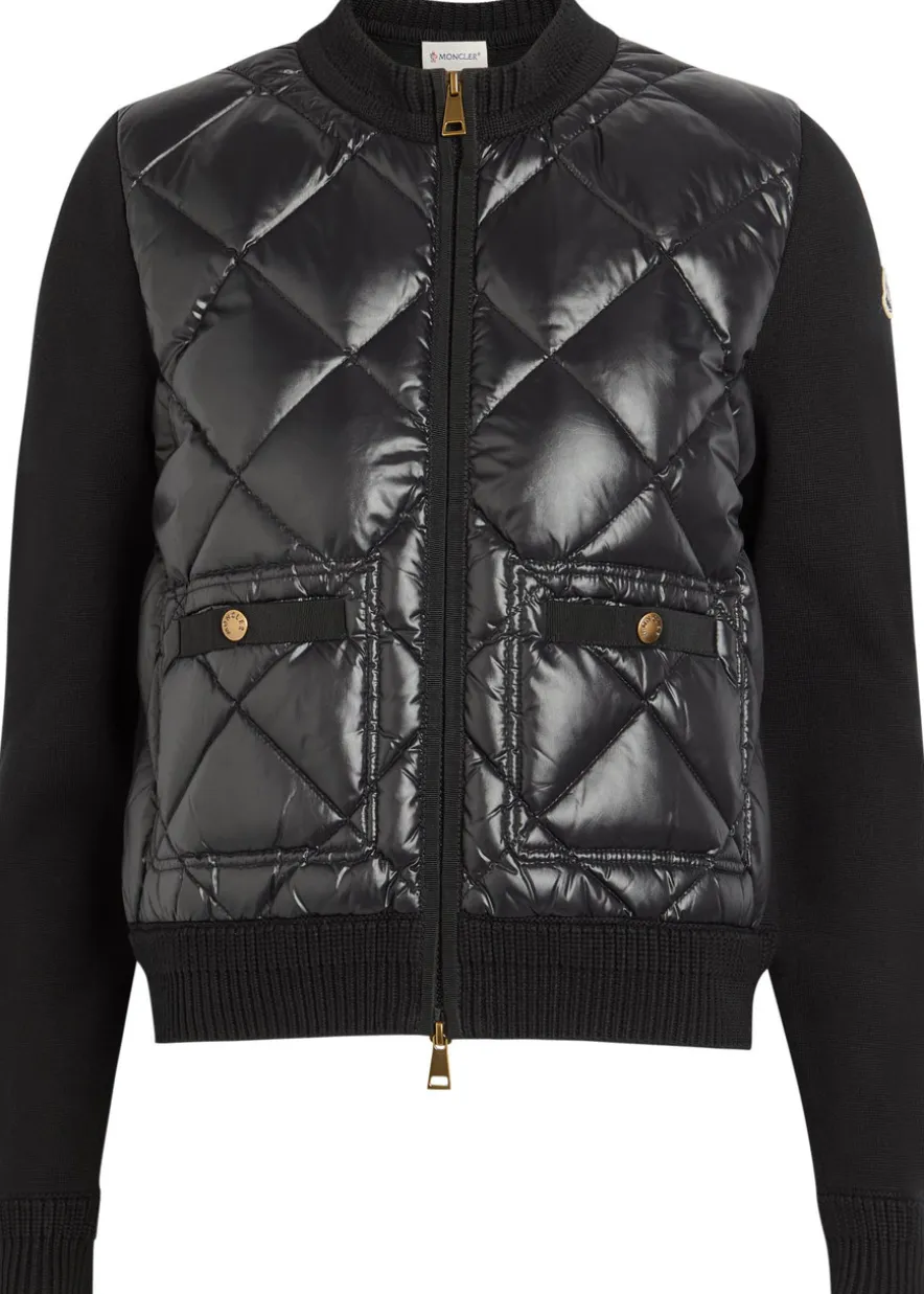 Quilted cotton and nylon cardigan