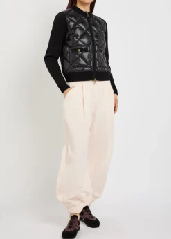Quilted cotton and nylon cardigan