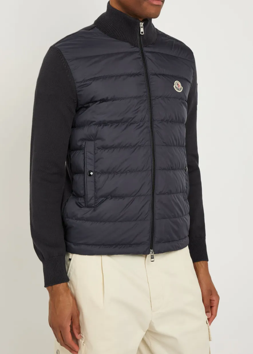 Quilted hooded cotton-blend jacket