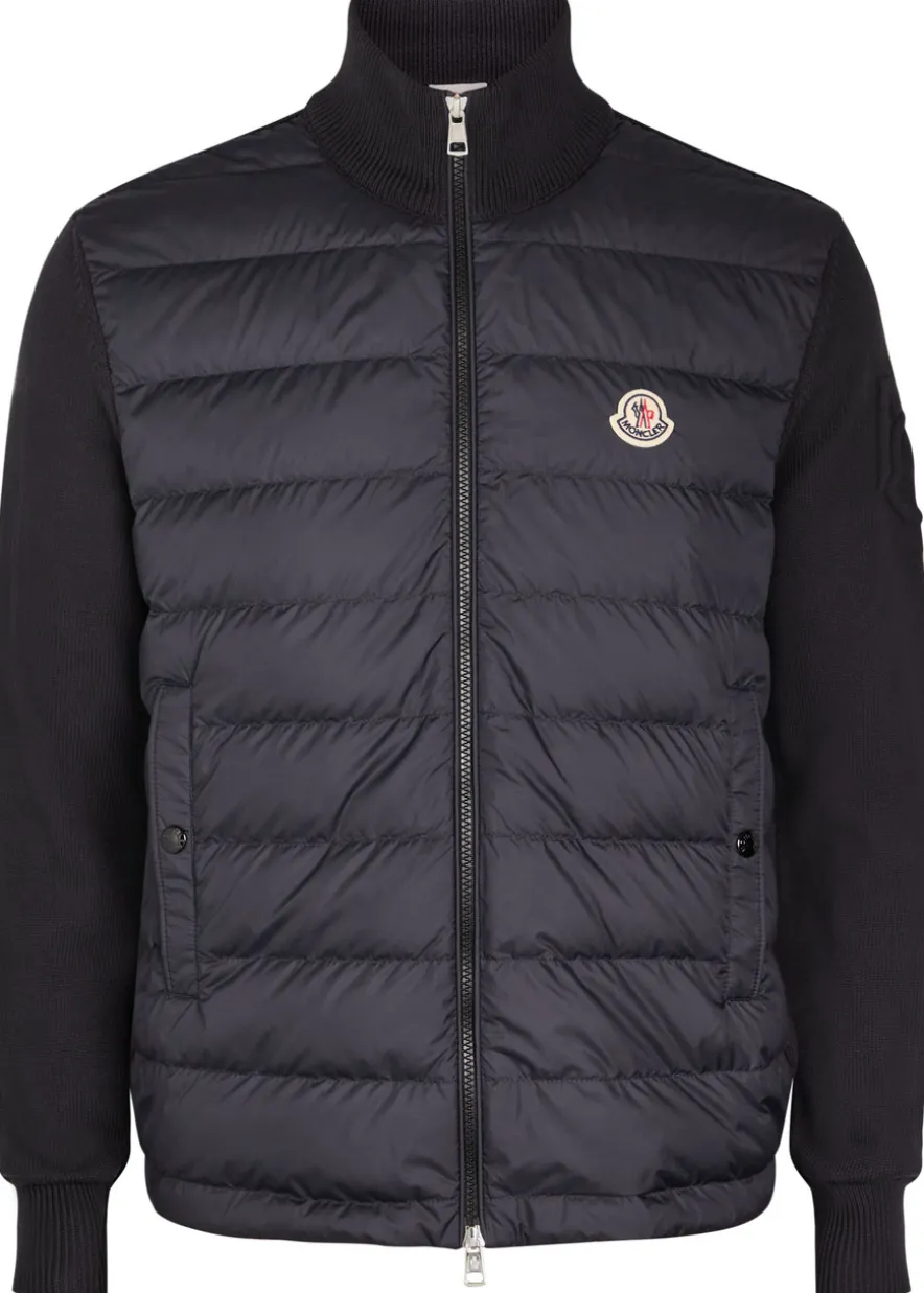 Quilted hooded cotton-blend jacket