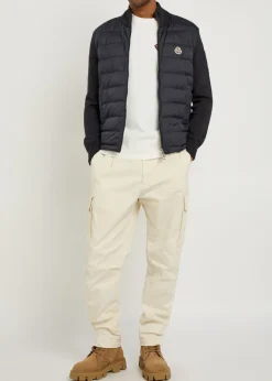 Quilted hooded cotton-blend jacket