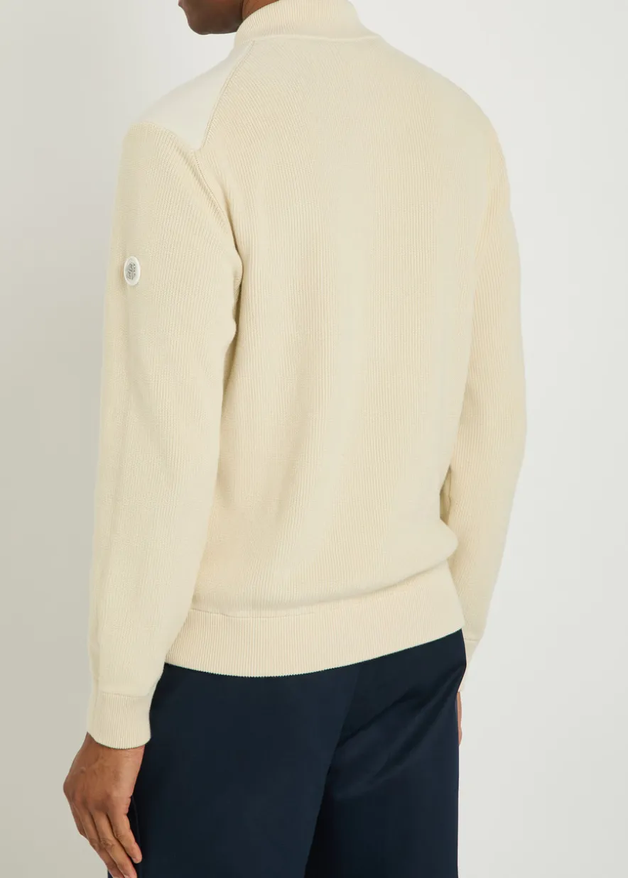Quilted knit cotton and shell jacket