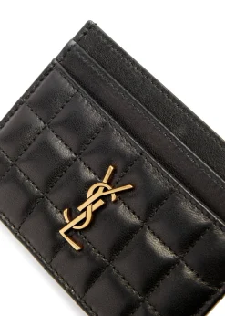 Quilted leather card holder