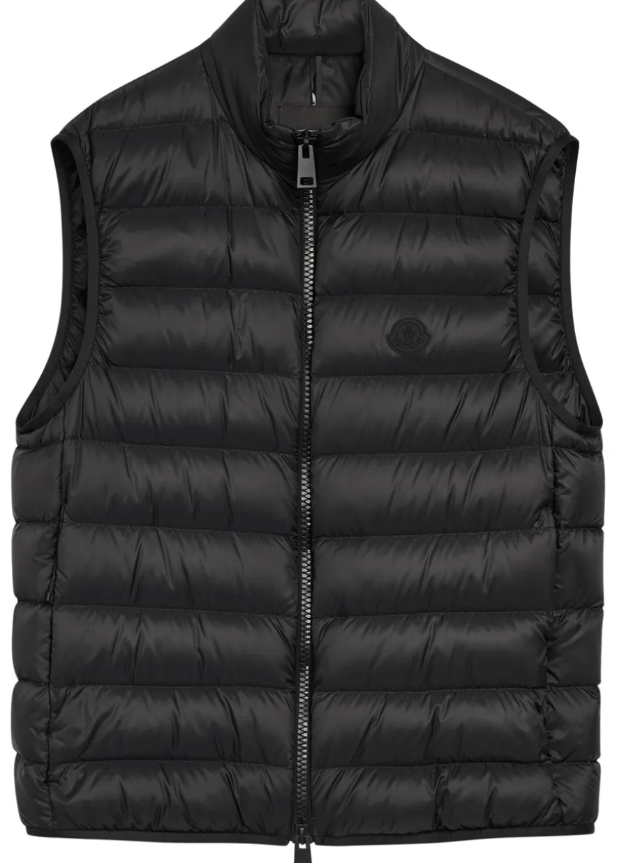 Quilted logo-appliquéd shell gilet