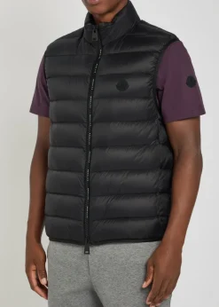 Quilted logo-appliquéd shell gilet