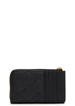 Quilted pebbled leather card holder