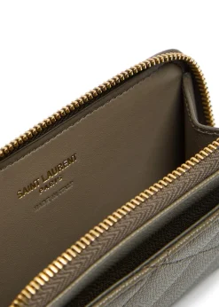 Quilted pebbled leather card holder