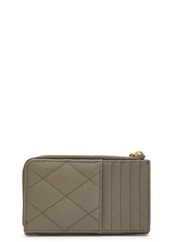 Quilted pebbled leather card holder
