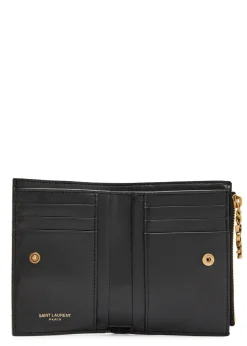 Quilted pebbled leather wallet