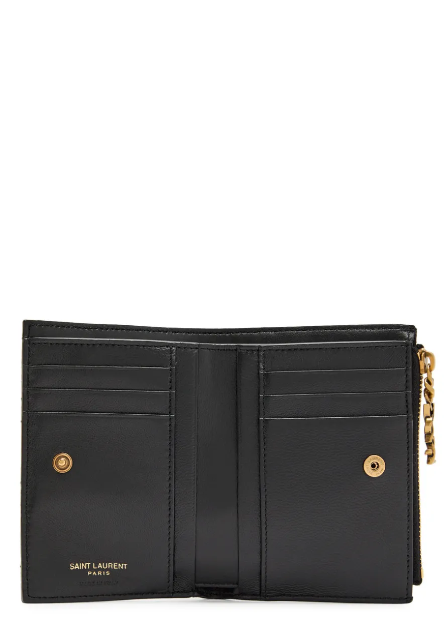 Quilted pebbled leather wallet