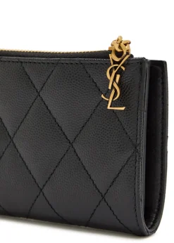 Quilted pebbled leather wallet