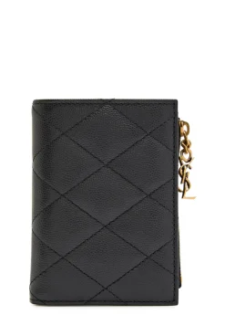 Quilted pebbled leather wallet