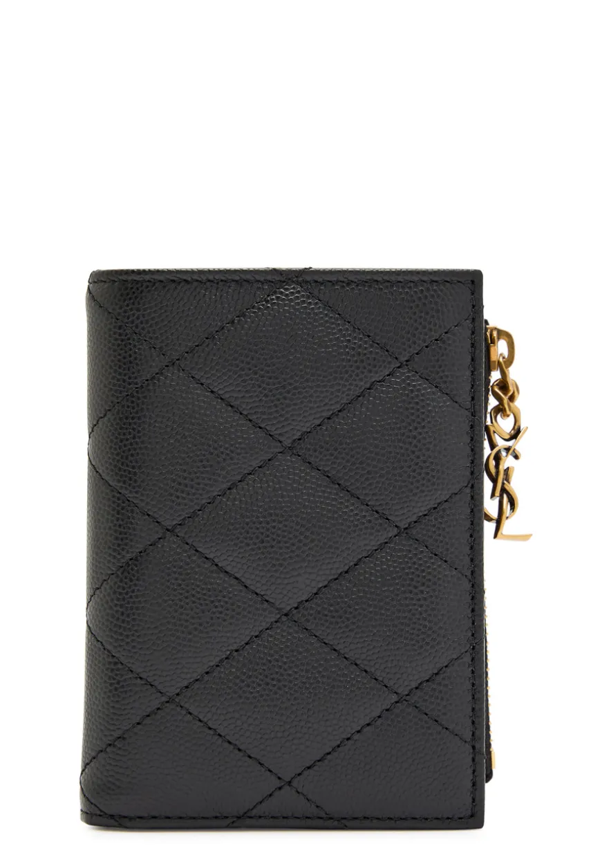 Quilted pebbled leather wallet