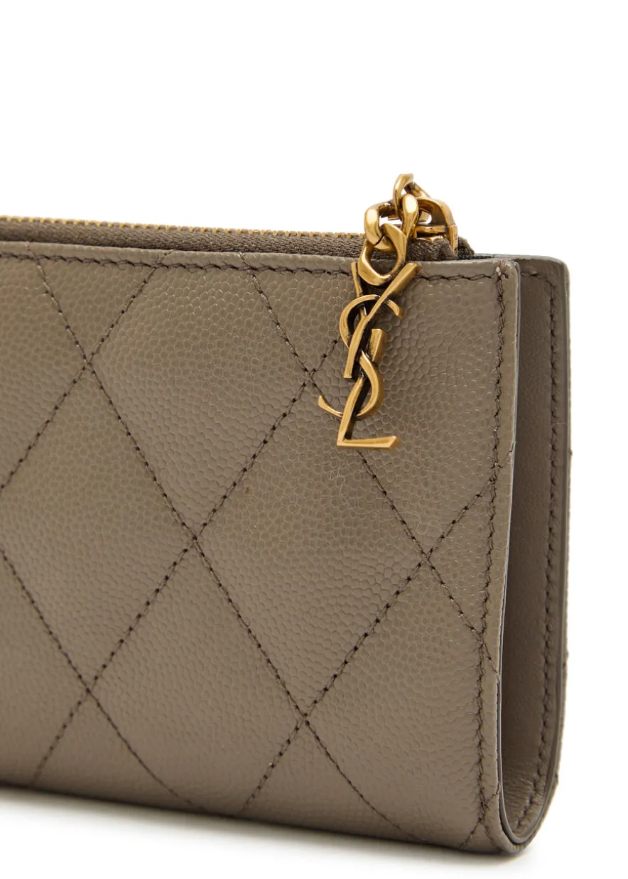 Quilted pebbled leather wallet