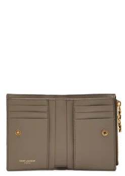 Quilted pebbled leather wallet