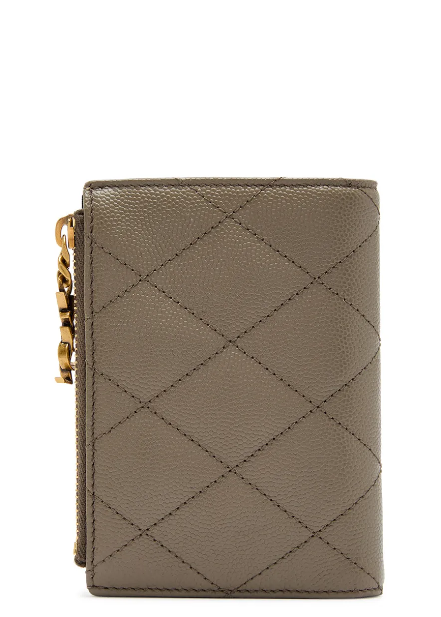 Quilted pebbled leather wallet