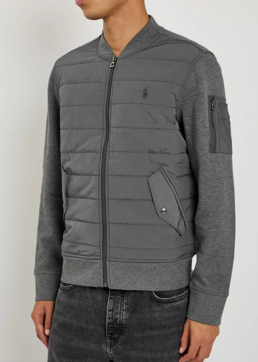 Quilted shell and cotton-blend jacket