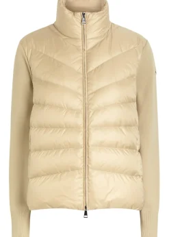 Quilted shell and wool-knit cardigan