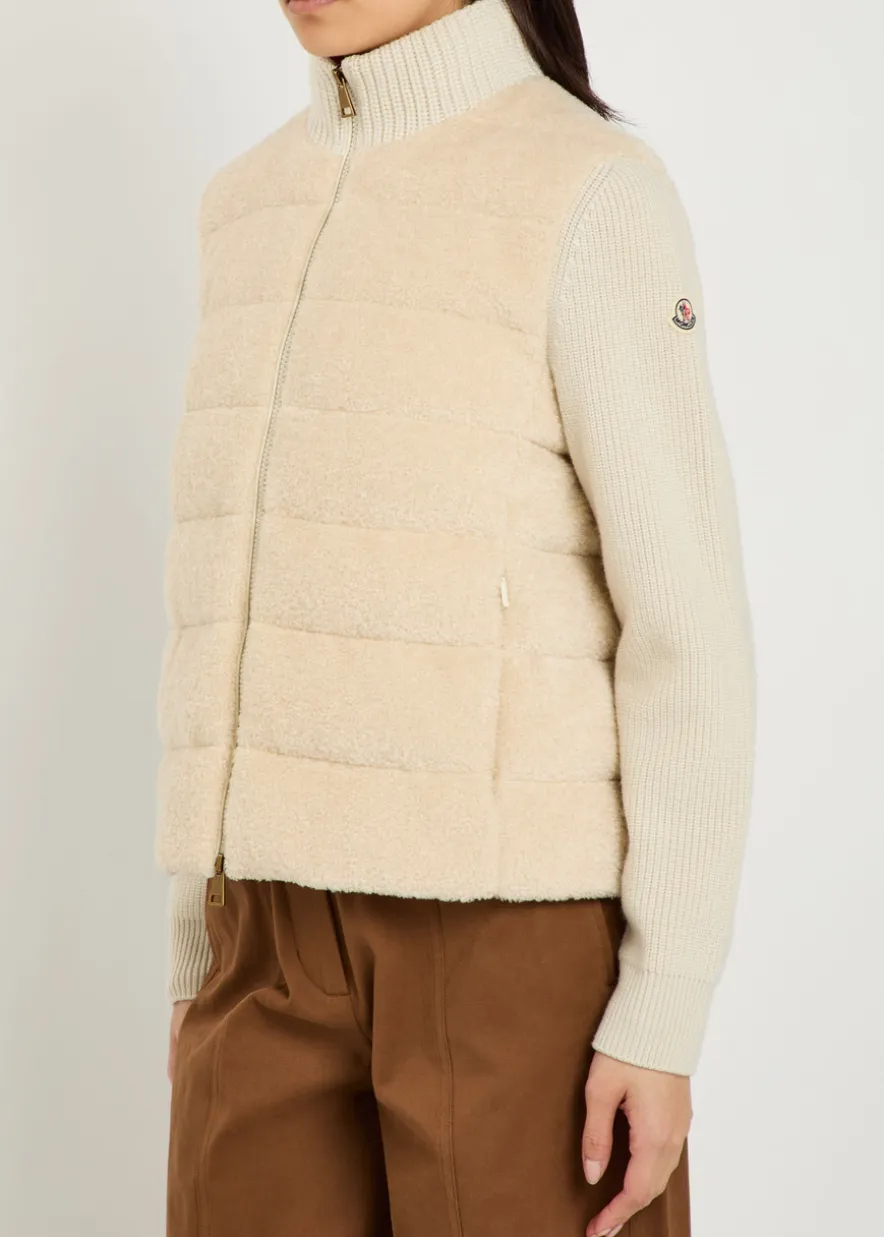 Quilted wool and teddy cardigan