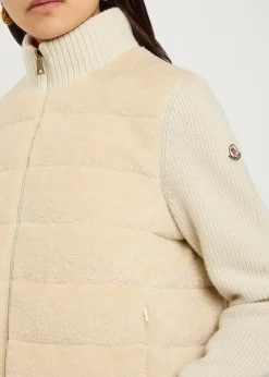 Quilted wool and teddy cardigan