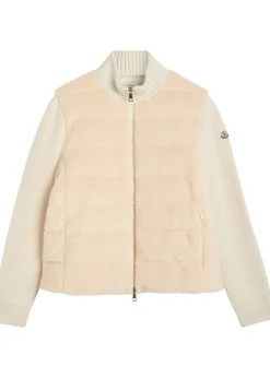Quilted wool and teddy cardigan