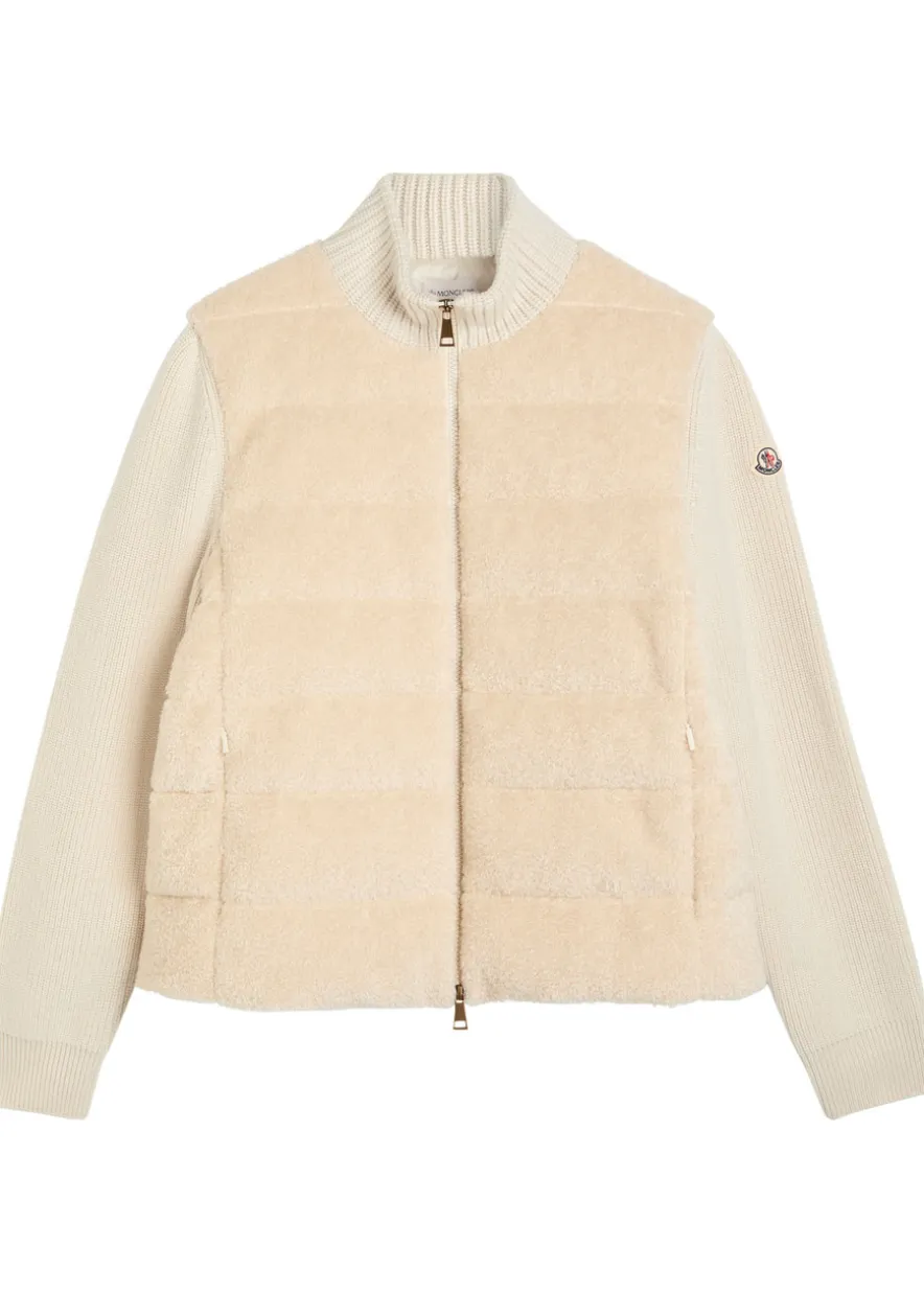 Quilted wool and teddy cardigan