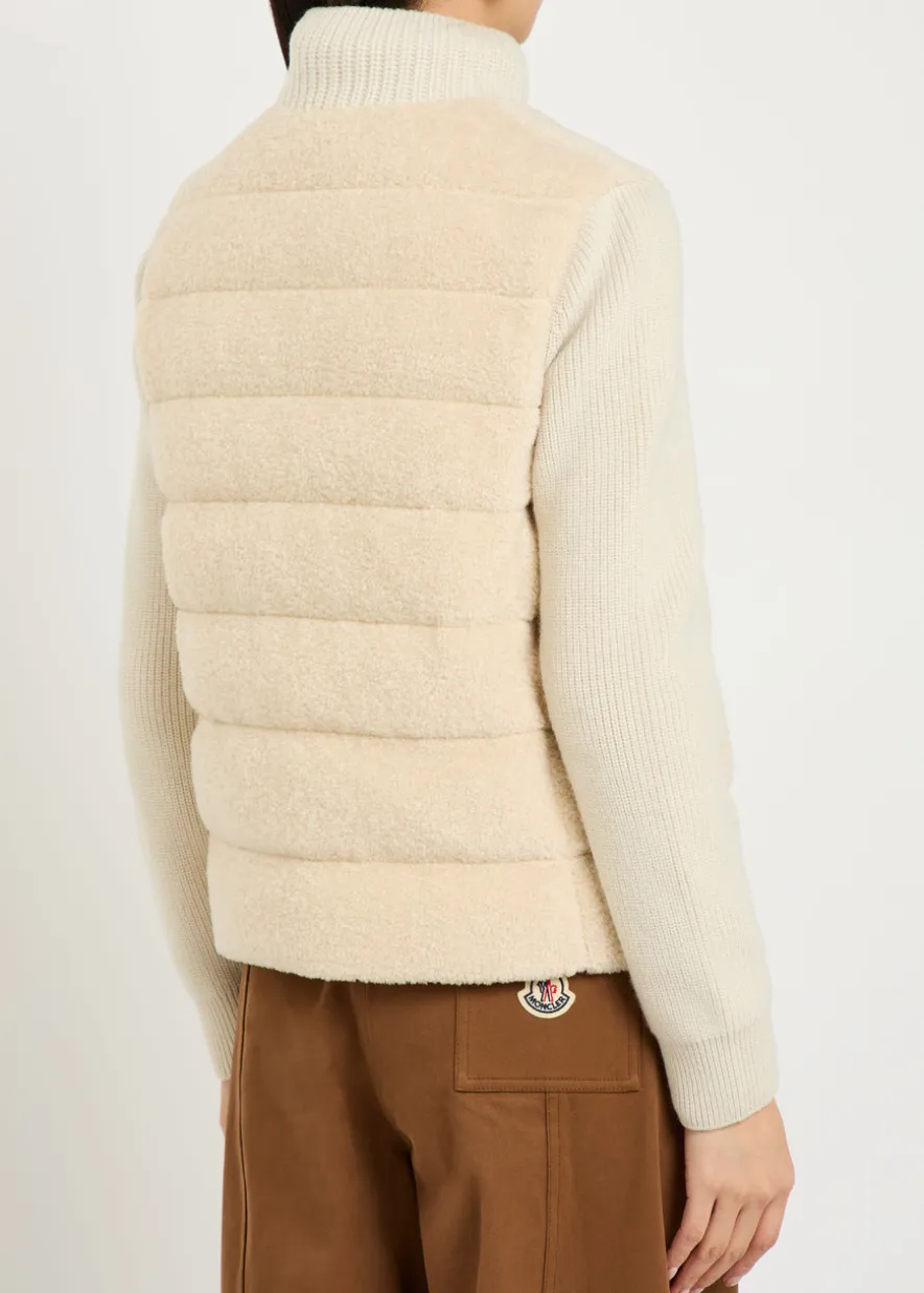 Quilted wool and teddy cardigan