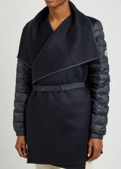 Quilted wool cape coat