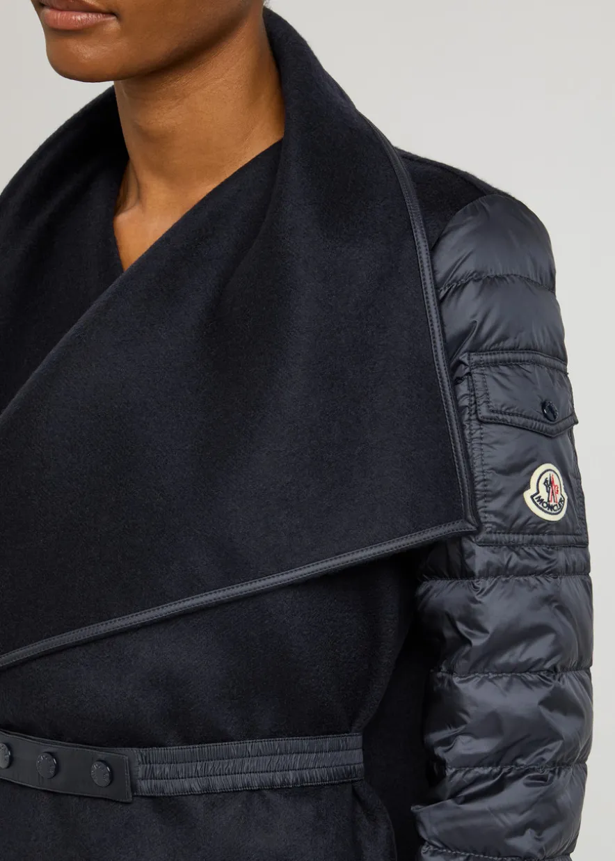 Quilted wool cape coat