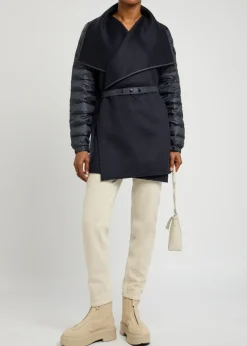 Quilted wool cape coat