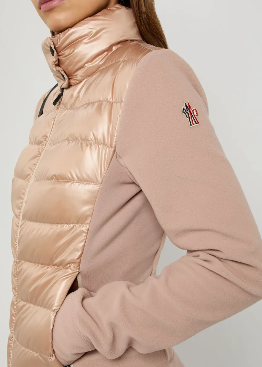 Quilted zip up fleece jacket
