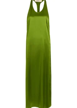 Racer-back silk maxi dress