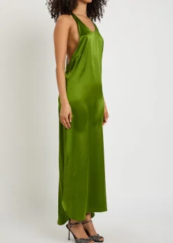 Racer-back silk maxi dress