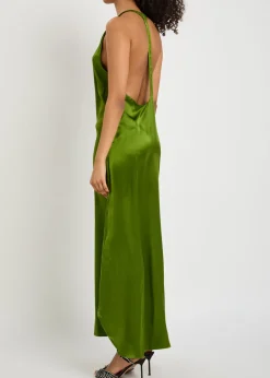 Racer-back silk maxi dress