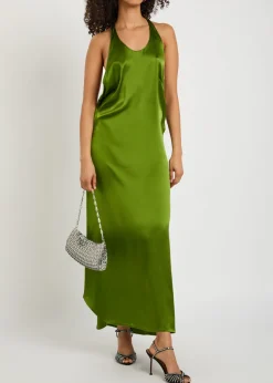 Racer-back silk maxi dress