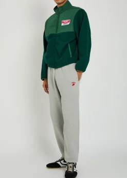 Racing appliquéd panelled fleece jacket