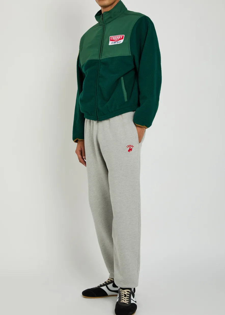 Racing appliquéd panelled fleece jacket