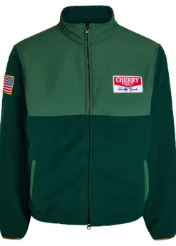 Racing appliquéd panelled fleece jacket